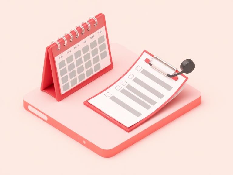 Booking calendar with a service checklist and headset